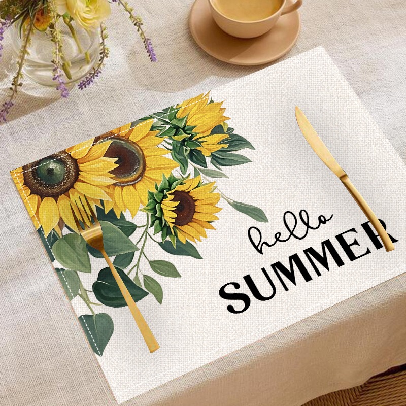 Linen Table Runner - 5 adet ilkbahar yaz çiçek ayçiçeği