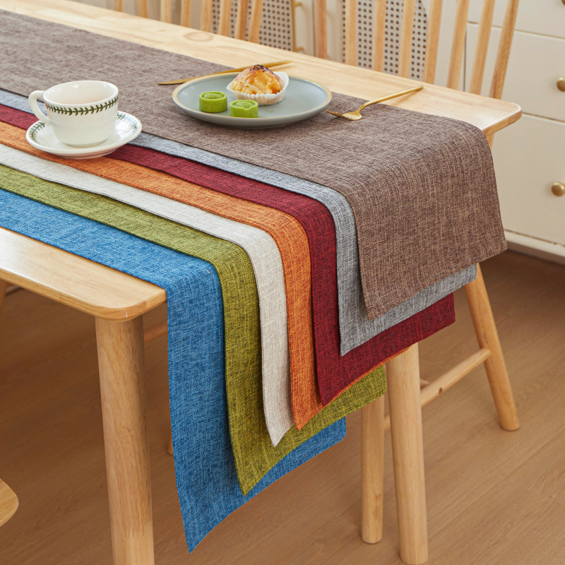 Linen Table Runner - Yeni Kalın Keten Düz Renk Işık