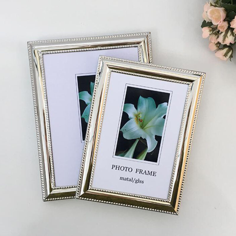 Bamboo Photo Frame - Avrupa Tarzı Metal Gümüş Renk Dikdörtgen