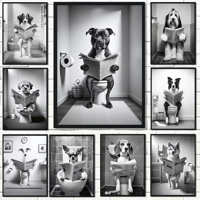 Home Decor Magazine - (1 adet çerçevesiz) komik hayvan köpek