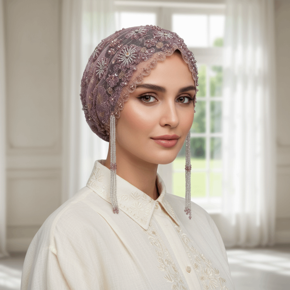 Parlak Boncuklu Türban Şapka U - Home Decor Indonesia incelemesi ve fiyatı