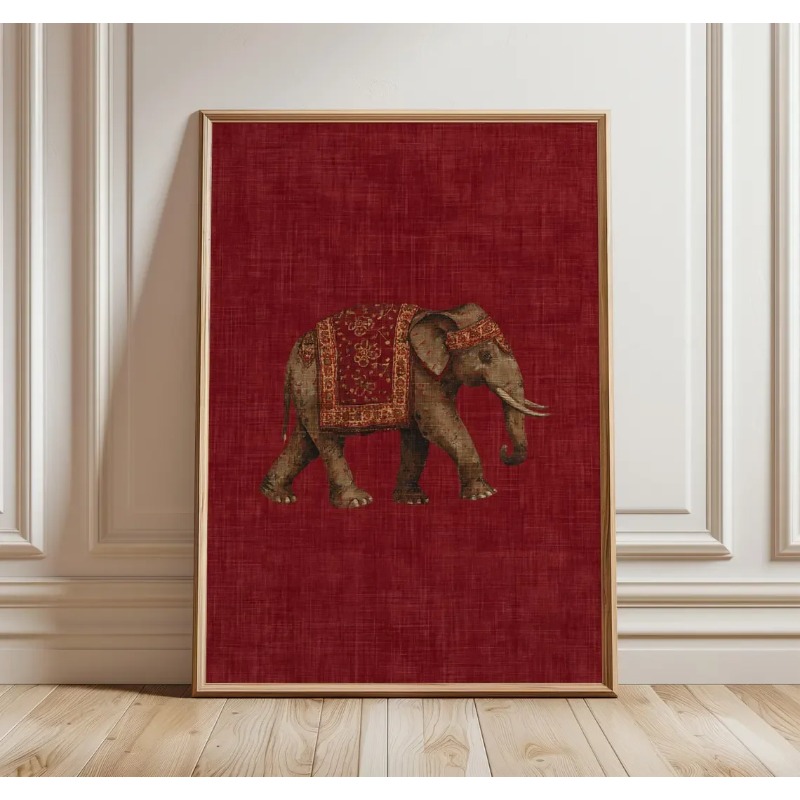 Hint Fil Desenli Baskı, Kırmız - Home Decor Indonesia incelemesi ve fiyatı