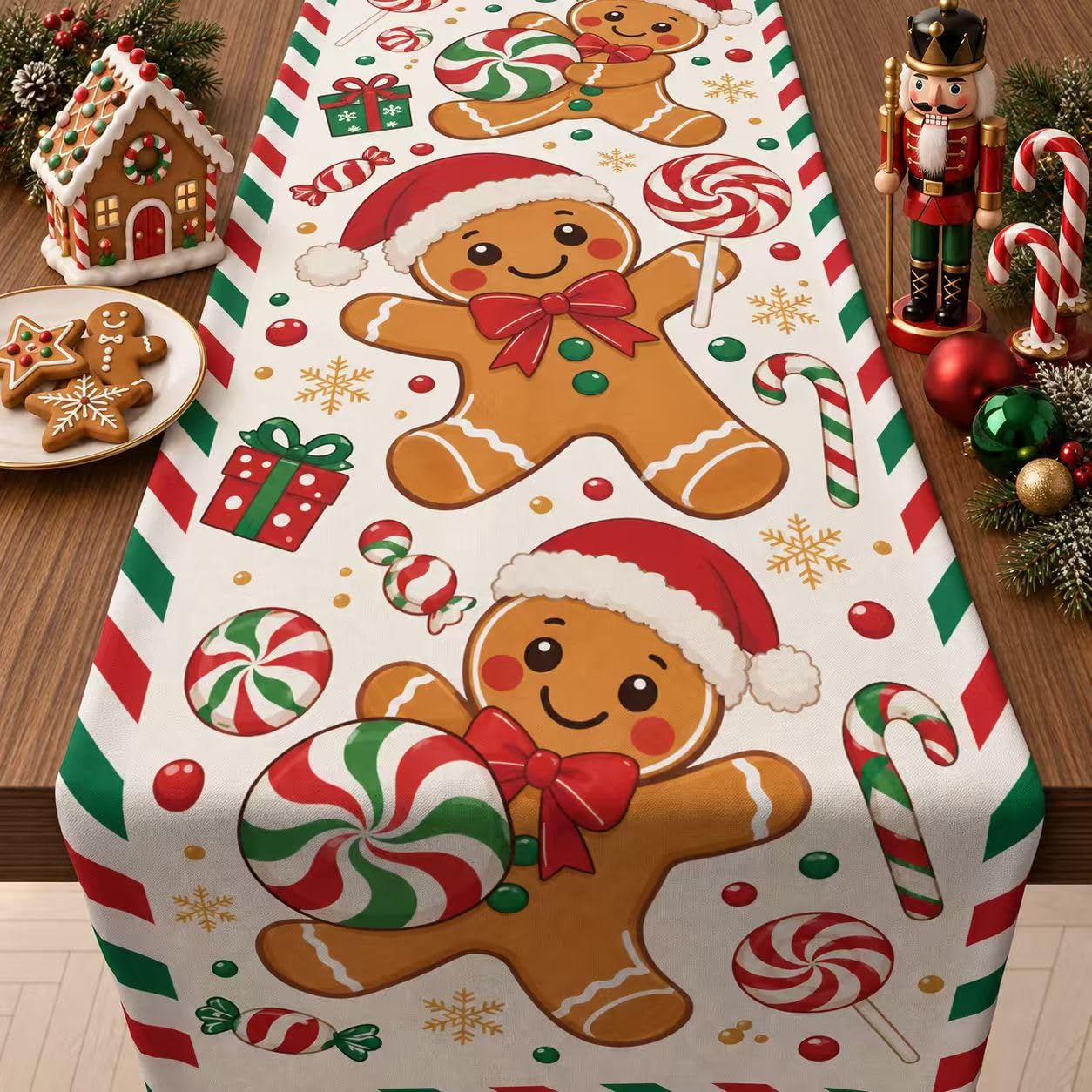 Noel Temalı Zencefilli Kurabiy - Linen Table Runner incelemesi ve fiyatı