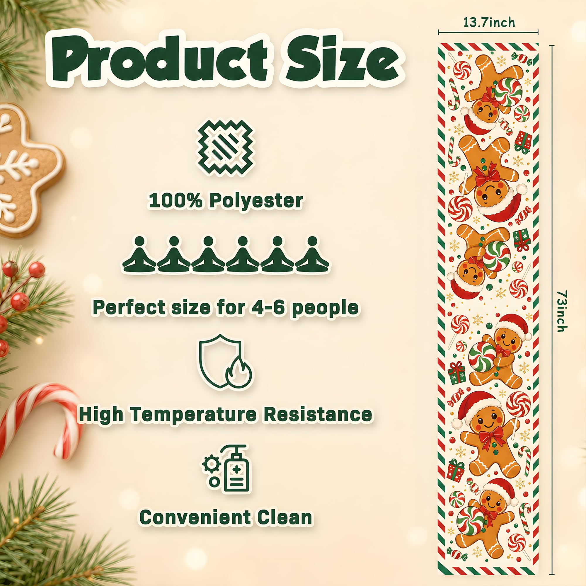 Noel Temalı Zencefilli Kurabiy - Linen Table Runner incelemesi ve fiyatı